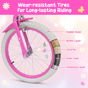 16 Inches Girls Bike with Front Bag and Streamers for 4-7 Years Pink view 9