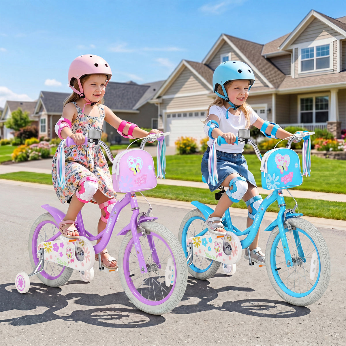 16 Inches Girls Bike with Front Bag and Streamers for 4-7 Years Purple view 2