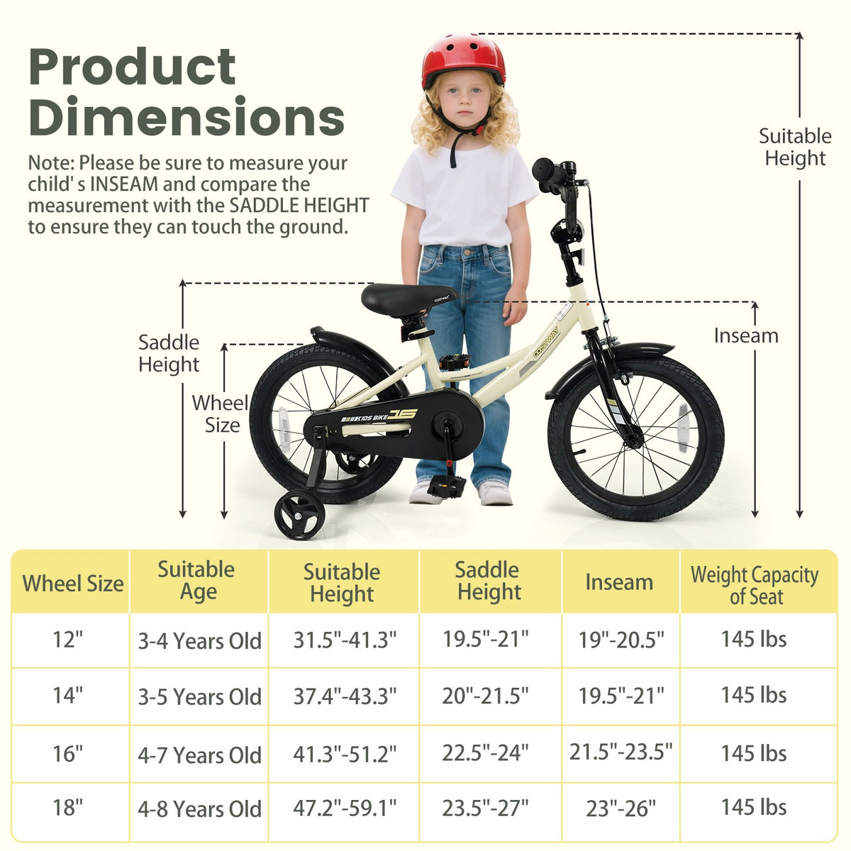 16 Inches Kids Bike Sport Bicycle with Removable Training Wheels view 4
