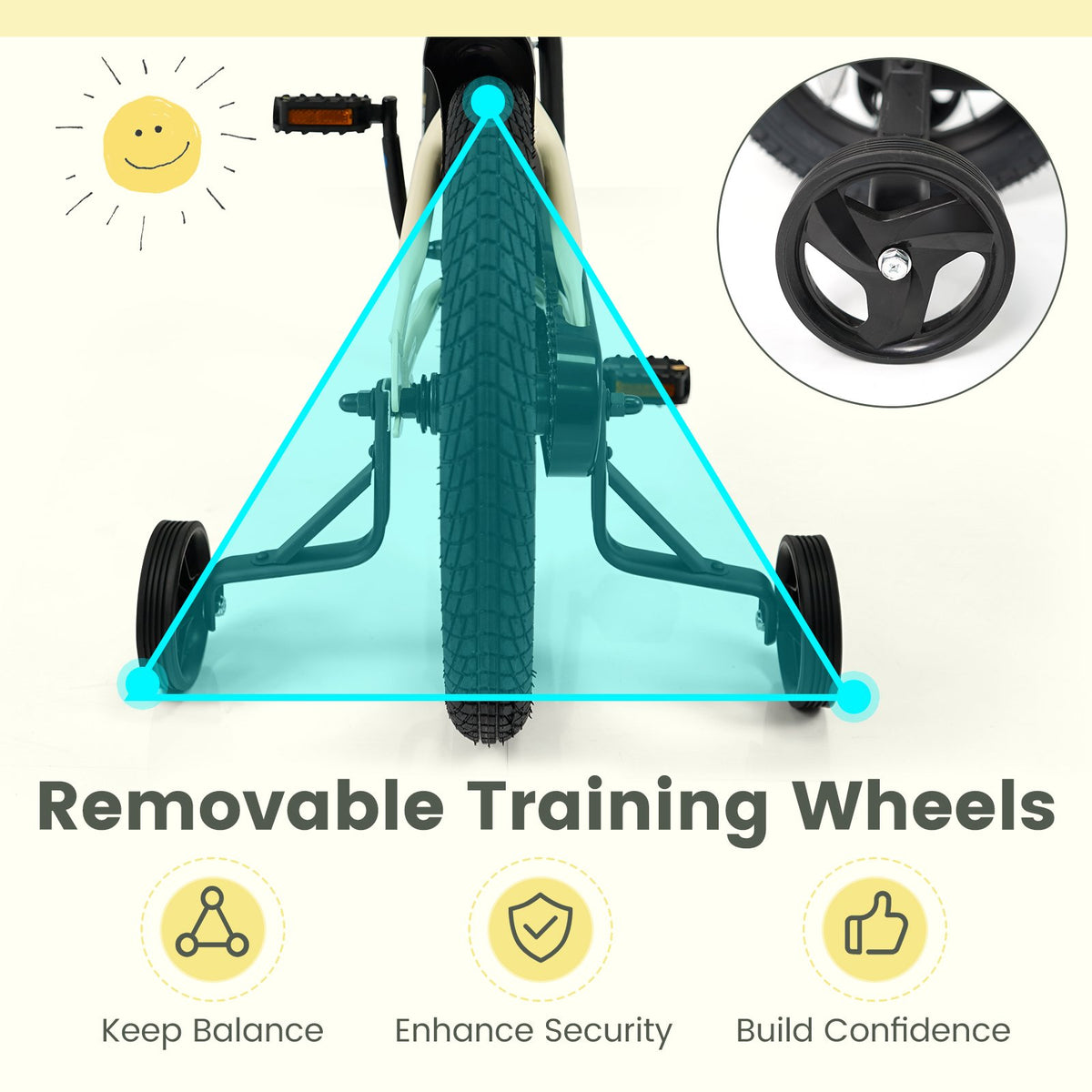 16 Inches Kids Bike Sport Bicycle with Removable Training Wheels view 6