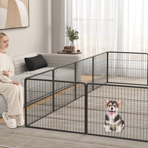 16 Panel 24/32/40 Inches Height Dog Playpen with Lock and Large Door-24 inches view 3