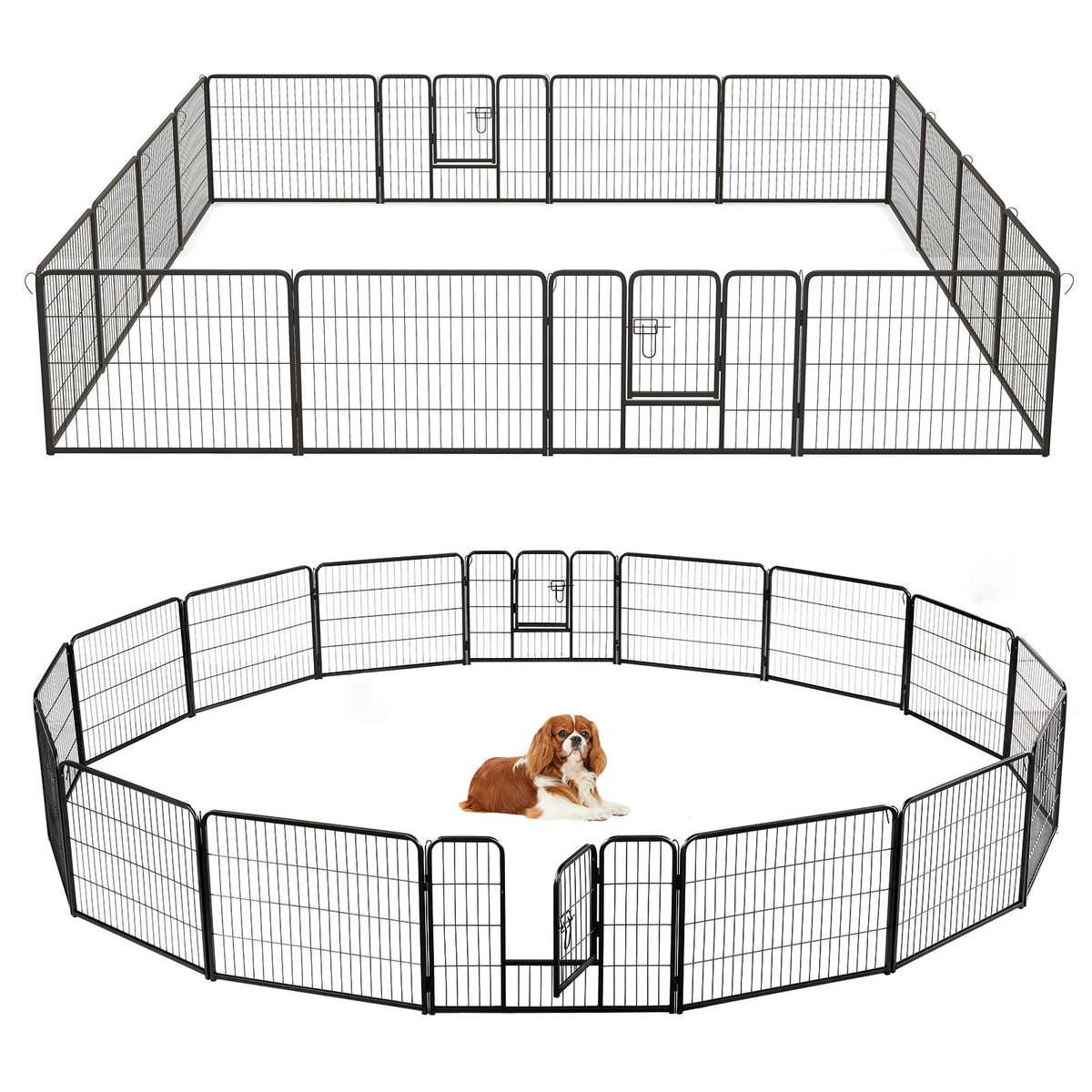 16 Panel 24/32/40 Inches Height Dog Playpen with Lock and Large Door-24 inches view 4