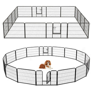 16 Panel 24/32/40 Inches Height Dog Playpen with Lock and Large Door-24 inches view 4