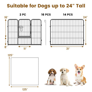 16 Panel 24/32/40 Inches Height Dog Playpen with Lock and Large Door-24 inches view 5