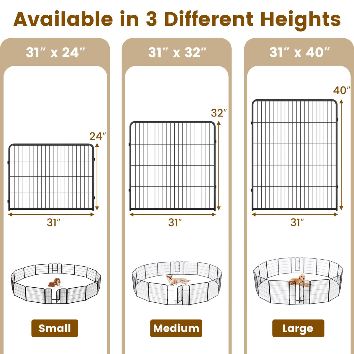 16 Panel 24/32/40 Inches Height Dog Playpen with Lock and Large Door-24 inches view 6