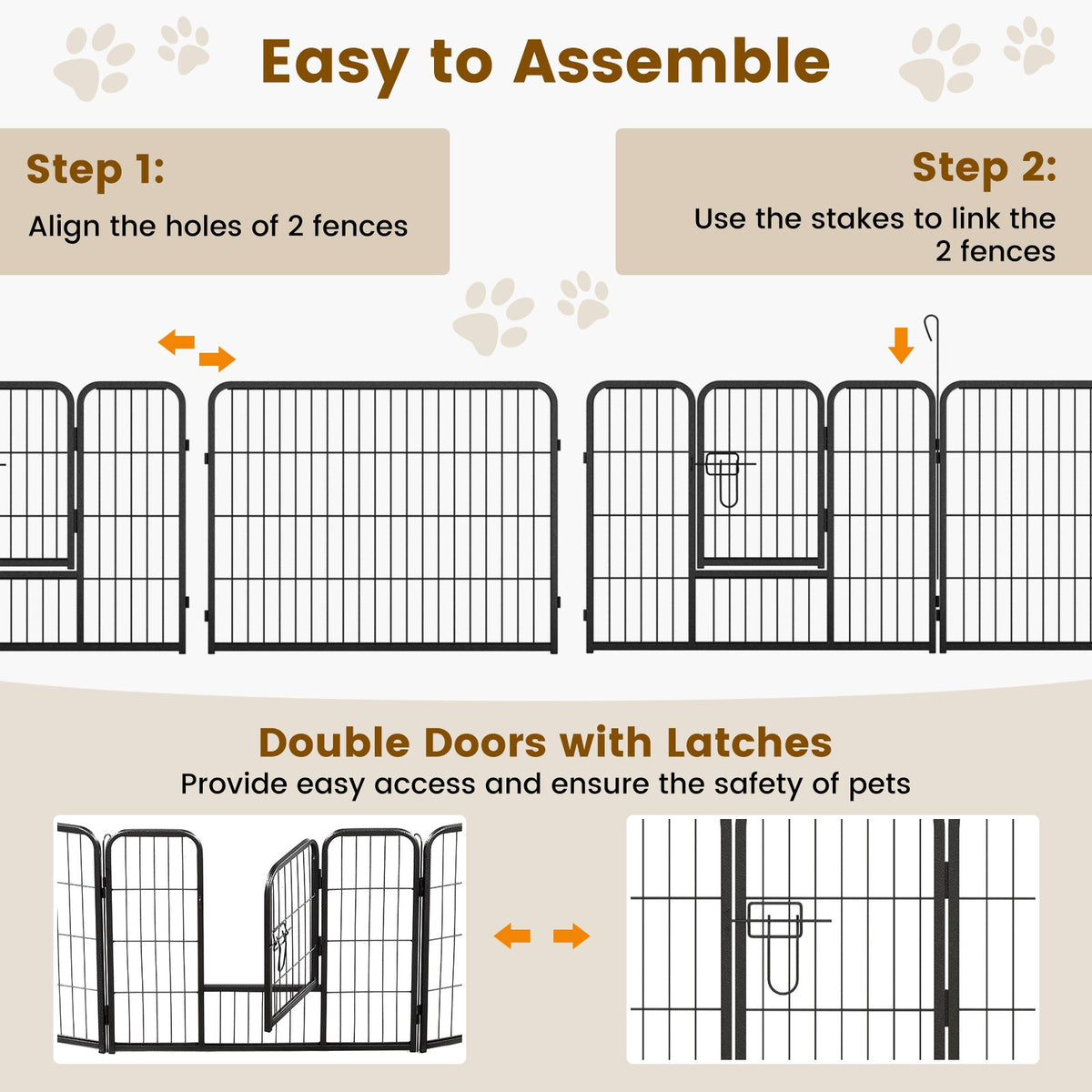 16 Panel 24/32/40 Inches Height Dog Playpen with Lock and Large Door-24 inches view 7