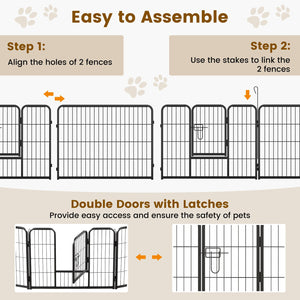 16 Panel 24/32/40 Inches Height Dog Playpen with Lock and Large Door-24 inches view 7