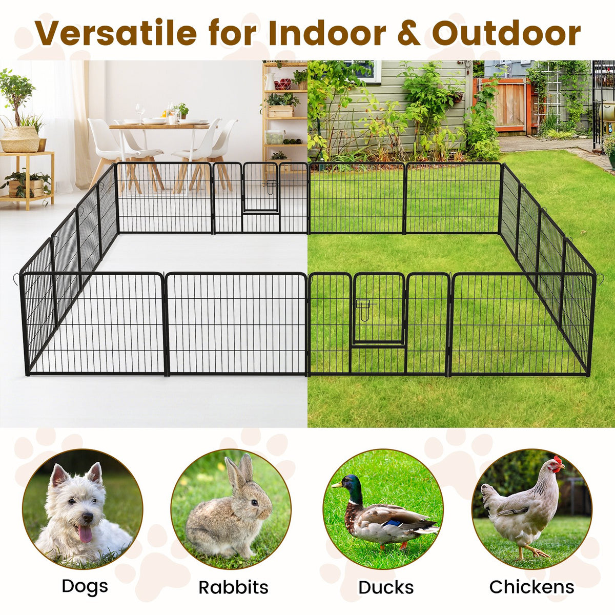 16 Panel 24/32/40 Inches Height Dog Playpen with Lock and Large Door-24 inches view 8