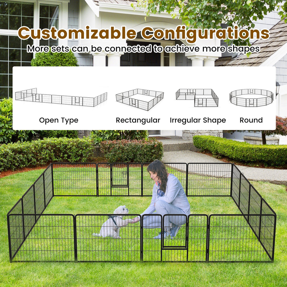 16 Panel 24/32/40 Inches Height Dog Playpen with Lock and Large Door-24 inches view 9
