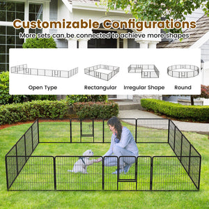 16 Panel 24/32/40 Inches Height Dog Playpen with Lock and Large Door-24 inches view 9