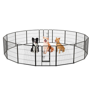 16 Panel 24/32/40 Inches Height Dog Playpen with Lock and Large Door-32 inches
