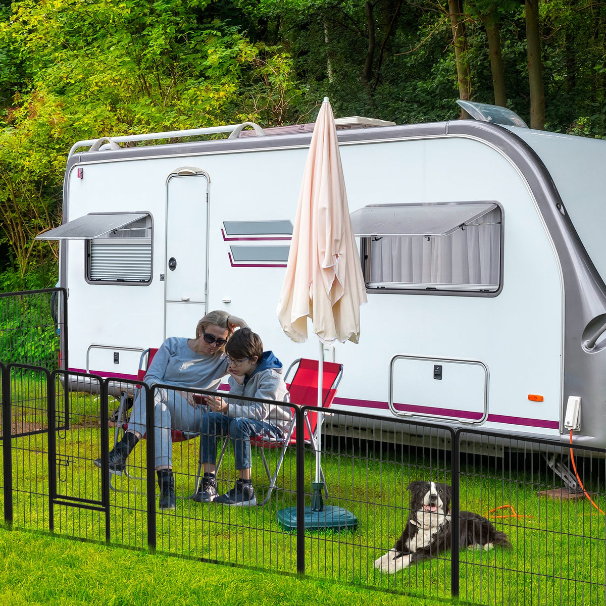 16 Panel 24/32/40 Inches Height Dog Playpen with Lock and Large Door-32 inches view 2
