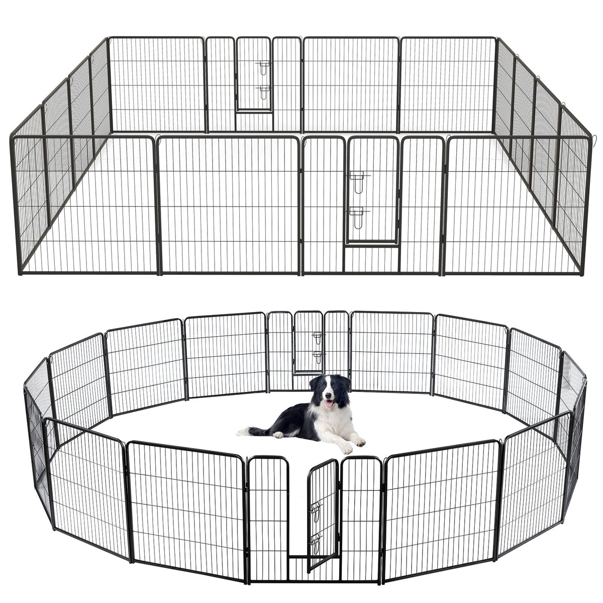 16 Panel 24/32/40 Inches Height Dog Playpen with Lock and Large Door-32 inches view 4