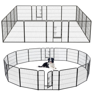 16 Panel 24/32/40 Inches Height Dog Playpen with Lock and Large Door-32 inches view 4