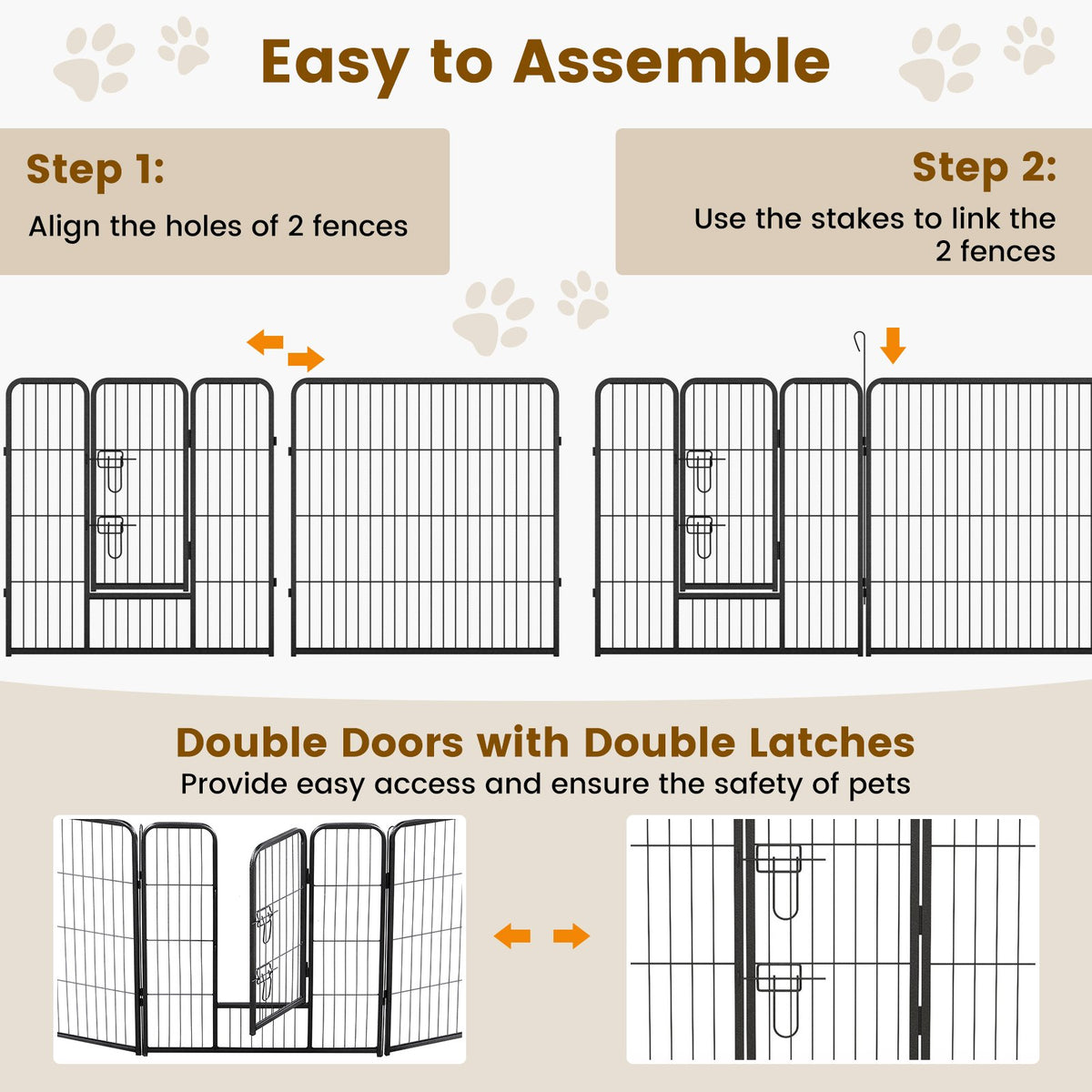 16 Panel 24/32/40 Inches Height Dog Playpen with Lock and Large Door-32 inches view 6