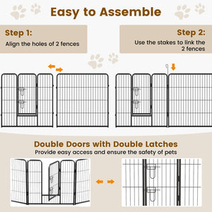 16 Panel 24/32/40 Inches Height Dog Playpen with Lock and Large Door-32 inches view 6