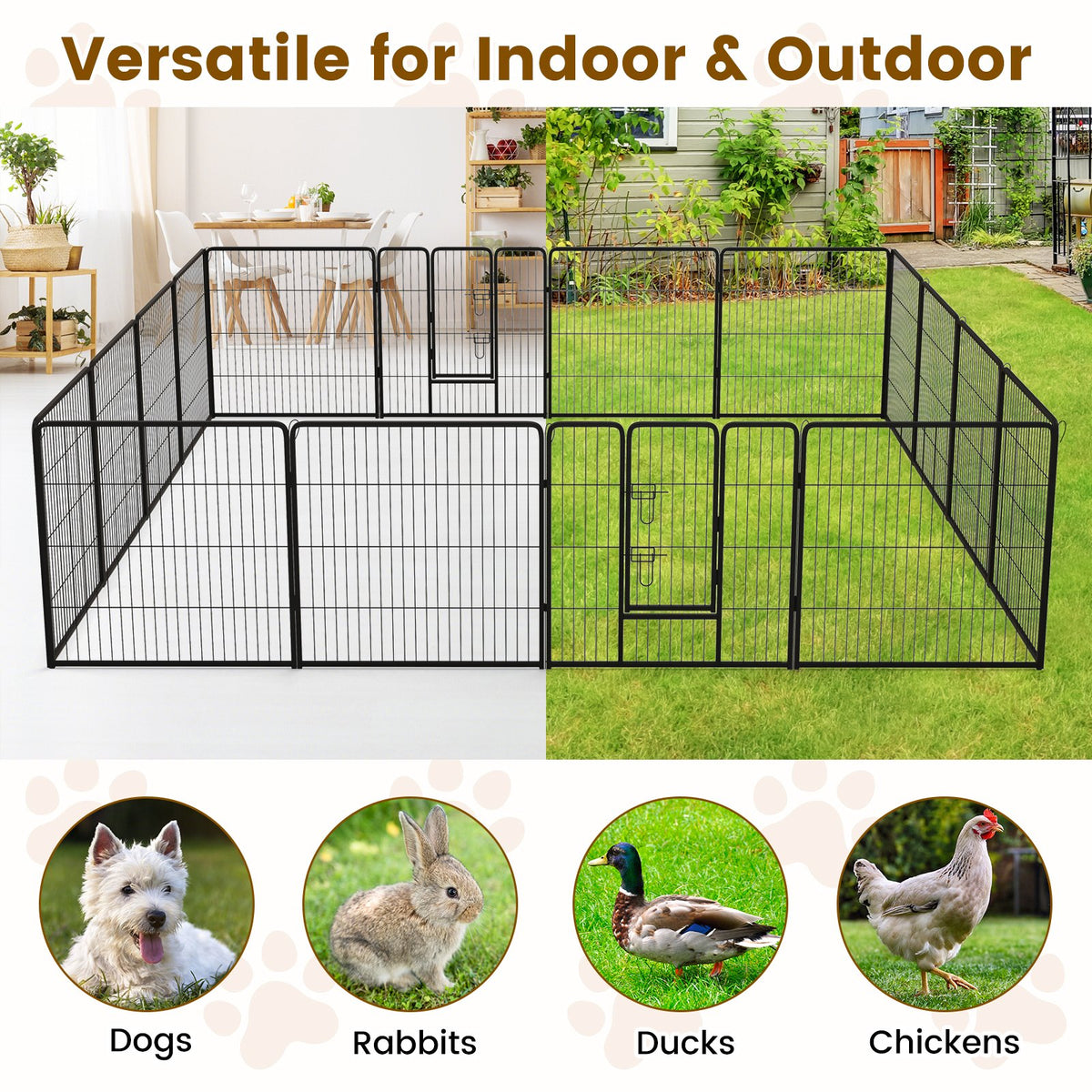 16 Panel 24/32/40 Inches Height Dog Playpen with Lock and Large Door-32 inches view 8