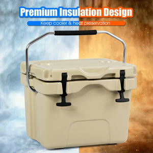 16 Quart 24-Can Capacity Insulated Ice Cooler with 2 Cup Holders-Khaki view 2
