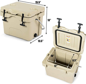 16 Quart 24-Can Capacity Insulated Ice Cooler with 2 Cup Holders-Khaki view 3
