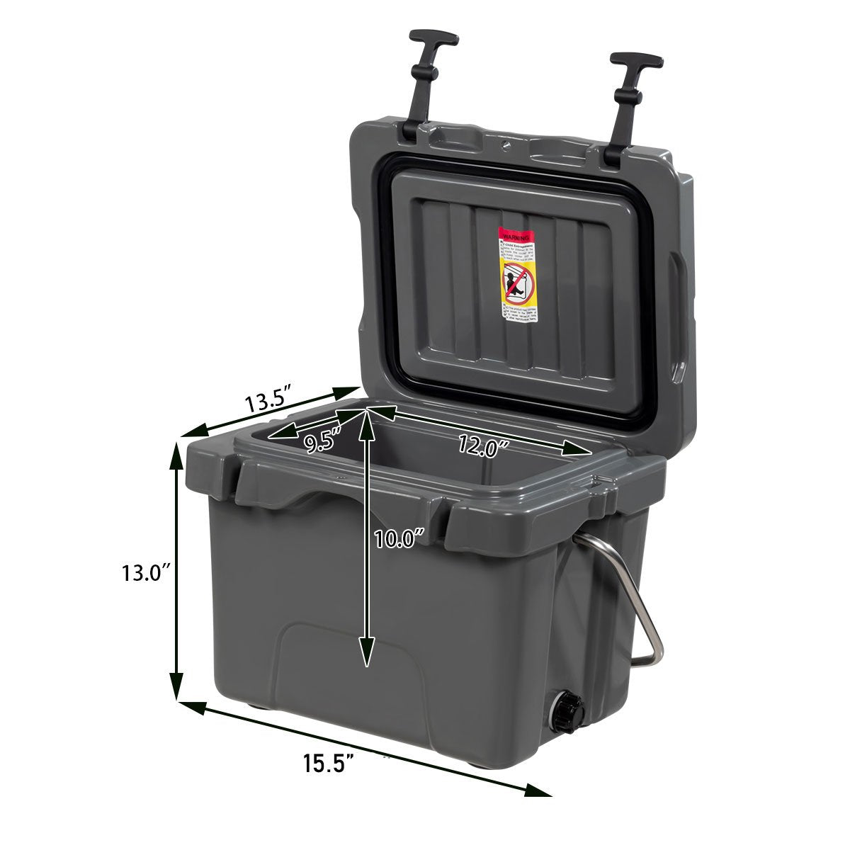 16 Quart 24-Can Capacity Portable Insulated Ice Cooler with 2 Cup Holders-Gray view 4