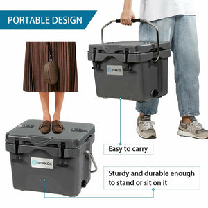 16 Quart 24-Can Capacity Portable Insulated Ice Cooler with 2 Cup Holders-Gray view 7