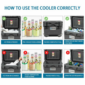 16 Quart 24-Can Capacity Portable Insulated Ice Cooler with 2 Cup Holders-Gray view 9