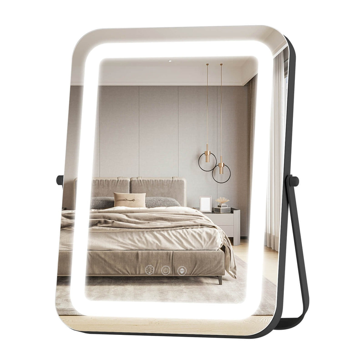 16 x 12 Inch Rectangular Vanity Makeup Mirror with 3 Color Dimmable Lighting-Black view 4