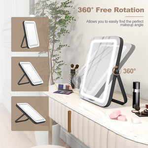 16 x 12 Inch Rectangular Vanity Makeup Mirror with 3 Color Dimmable Lighting-Black view 8