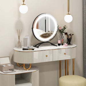 16 x 16 Inch Round LED Vanity Mirror with 3-Color Lighting and Brightness Dimming-Black view 4
