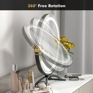 16 x 16 Inch Round LED Vanity Mirror with 3-Color Lighting and Brightness Dimming-Black view 9