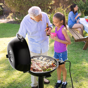 1600W Portable Electric BBQ Grill with Removable Non-Stick Rack-Black view 2