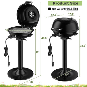 1600W Portable Electric BBQ Grill with Removable Non-Stick Rack-Black view 5
