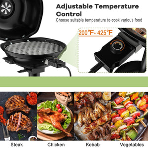 1600W Portable Electric BBQ Grill with Removable Non-Stick Rack-Black view 8