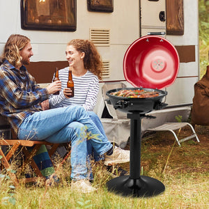 1600W Portable Electric BBQ Grill with Removable Non-Stick Rack-Black & Red view 3