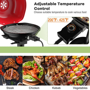 1600W Portable Electric BBQ Grill with Removable Non-Stick Rack-Black & Red view 8