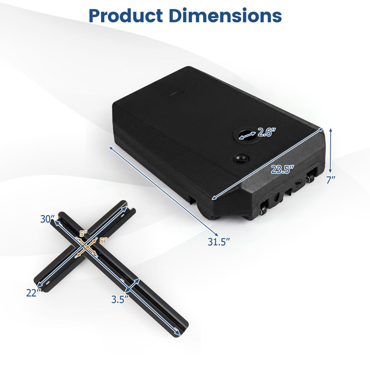 165 LBS, Cantilever Umbrella Base with Wheels and Cross Base view 4