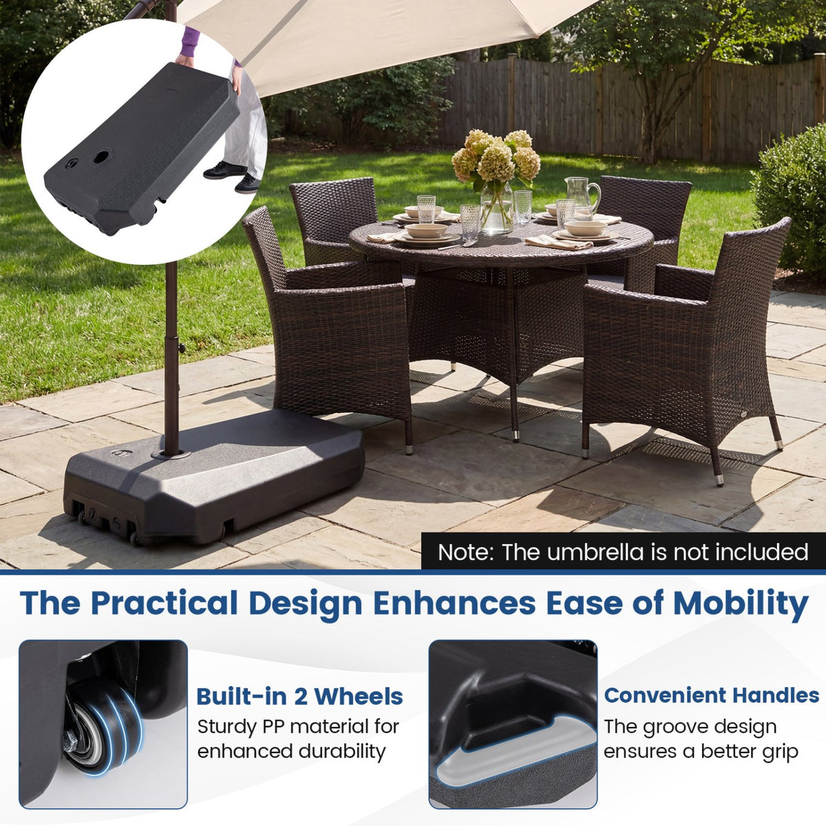 165 LBS, Cantilever Umbrella Base with Wheels and Cross Base view 9