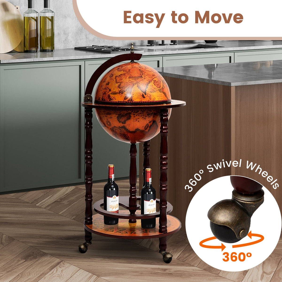 16th Century Wood Globe Wine Bar Stand view 8