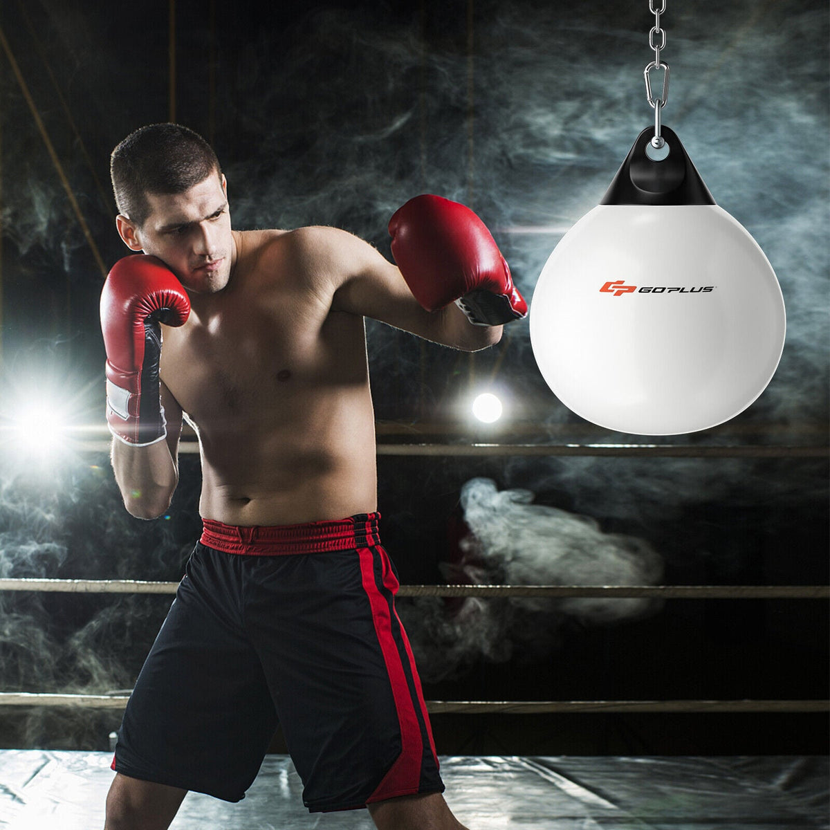 18 Inch 110 Pound Heavy Punching Water Aqua Bag with Adjustable Metal Chain-White view 2