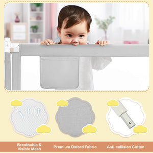 76.8 Inch Baby Bed Rail with Double Safety Child Lock-Gray view 7