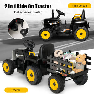 12V Ride on Tractor with 3-Gear-Shift Ground Loader for Kids 3+ Years Old-Black view 7