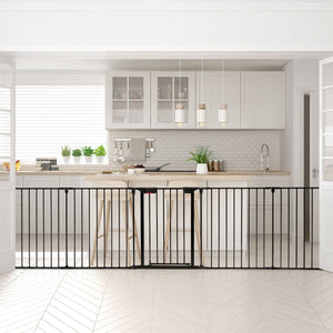 115 Inch Length 5 Panel Adjustable Wide Fireplace Fence-Black view 6