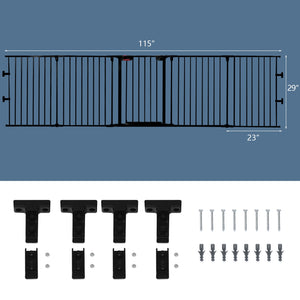 115 Inch Length 5 Panel Adjustable Wide Fireplace Fence-Black view 5