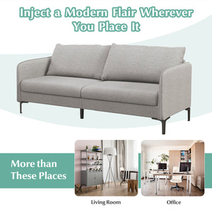 Modern 76 Inch Loveseat Sofa Couch for Apartment Dorm with Metal Legs-Gray view 7