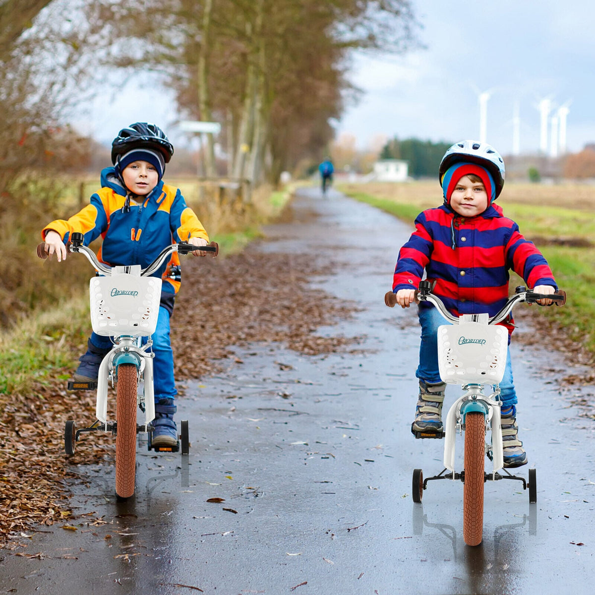 16 Inch Kids Bike with Front Handbrake and 2 Training Wheels-Turquoise view 2