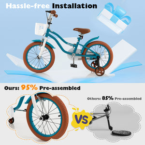 16 Inch Kids Bike with Front Handbrake and 2 Training Wheels-Turquoise view 8