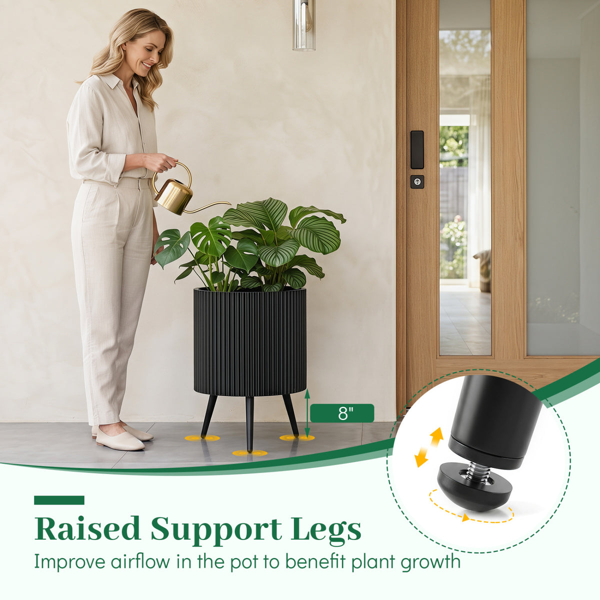 16.5 Inch Plant Pot with Stand and Tapered Legs for Garden view 9