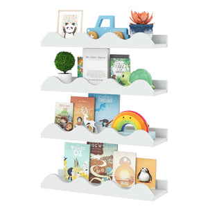 16 Inch Kids Bookshelf Set of 4 Floating Nursery Book Shelves for Decoration Book Toy Storage-White view 4