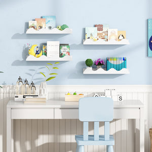 16 Inch Kids Bookshelf Set of 4 Floating Nursery Book Shelves for Decoration Book Toy Storage-White view 6