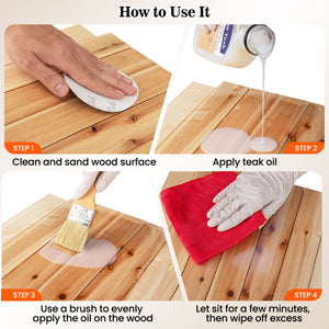 16 oz Wood Oil Cleaner and Brightener for Outdoor and Indoor Furniture Set of 2 view 7